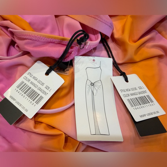 Kendall + Kylie One-Shoulder Two-Piece Swimsuit w/ Maxi Cover-Up L (NWT) - Picture 3 of 4